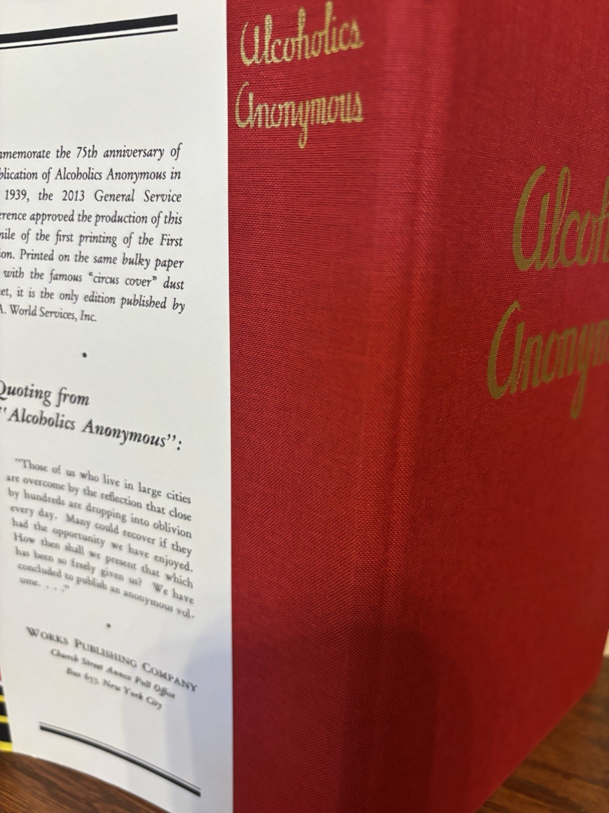 Alcoholics Anonymous Facsimile Big Book. Full Red Cloth w Gold Titles + Drunks