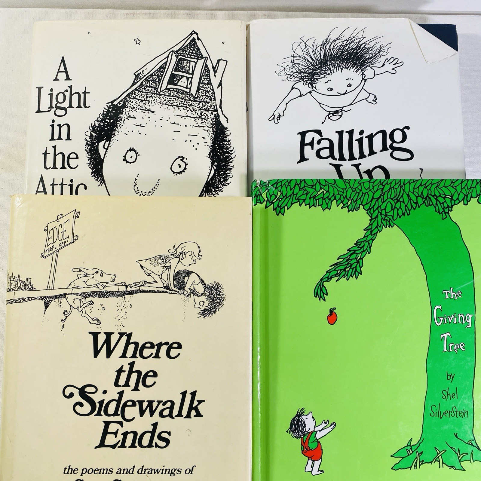 Shel Silverstein Lot of 4 Books w/ Light in the Attic, Falling Up, Giving Tree,