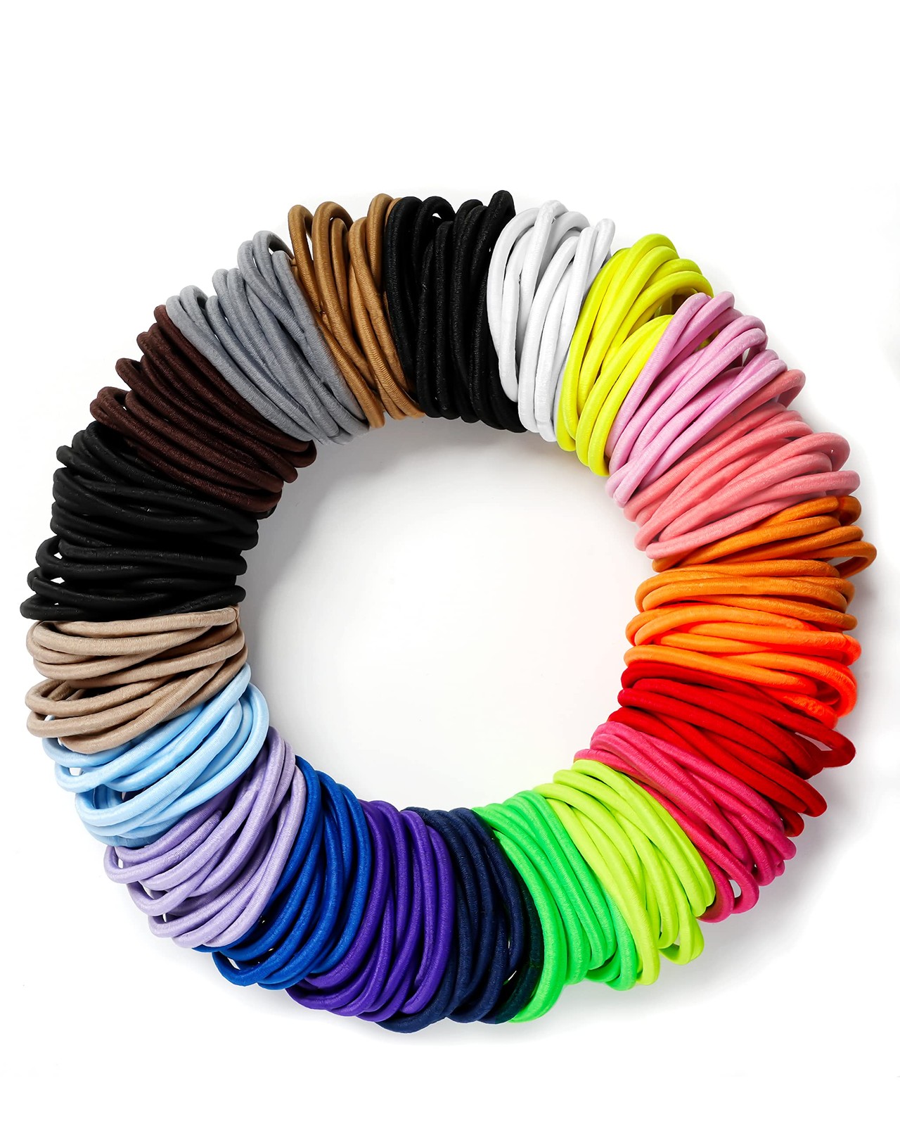 203 Pieces Hair Ties No Damage, 4MM Elastic 1 Count (Pack of 203), 20 Colors