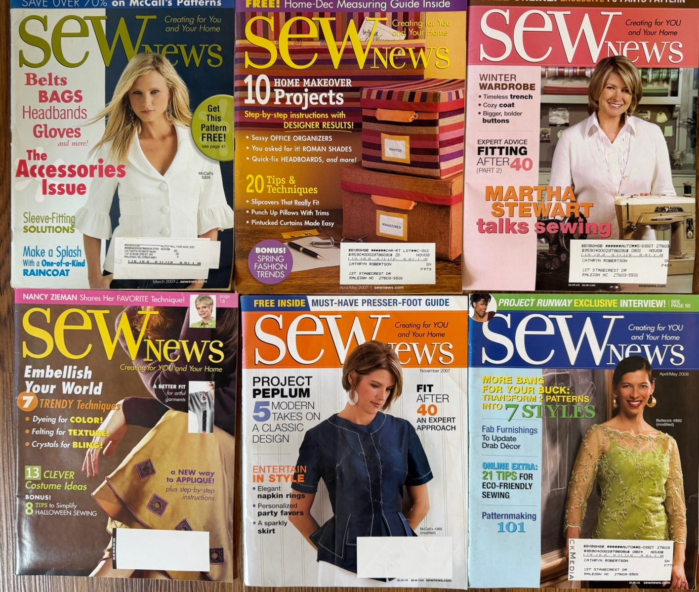 Sew News Magazine Collection 2007-2014 Lot of 34 Inc. 2007 Wedding Issue
