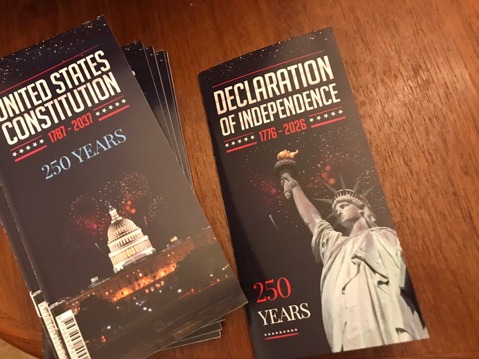 10 Pocket US Constitution & Declaration Independence English 250th Anniversary
