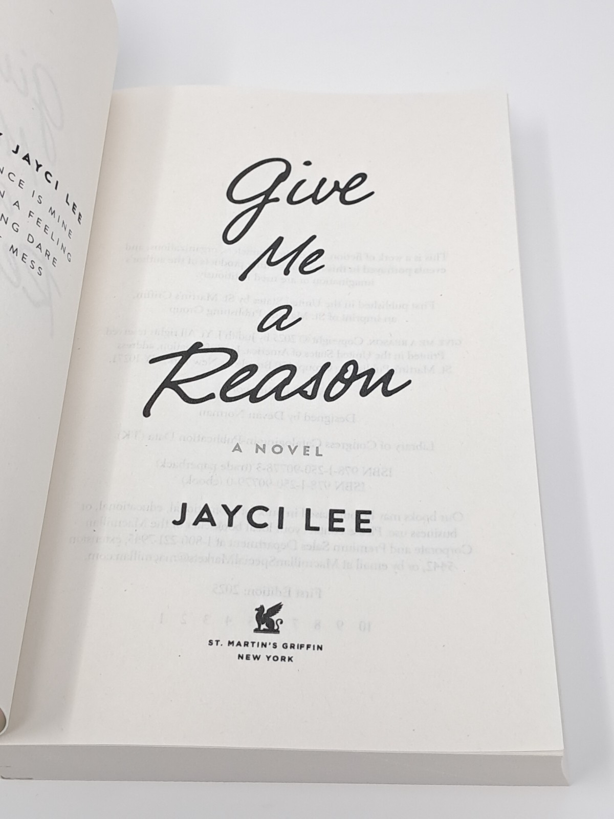 *ARC* Give Me a Reason by Jayci Li (2025, Softcover) St Martin’s Griffin
