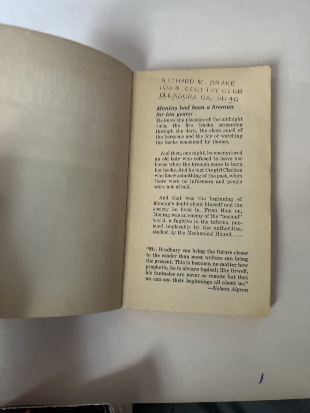 Fahrenheit 451 Ray Bradbury 1967 Movie Tie-In 1st “Bal-Hi” Printing U5060 VG