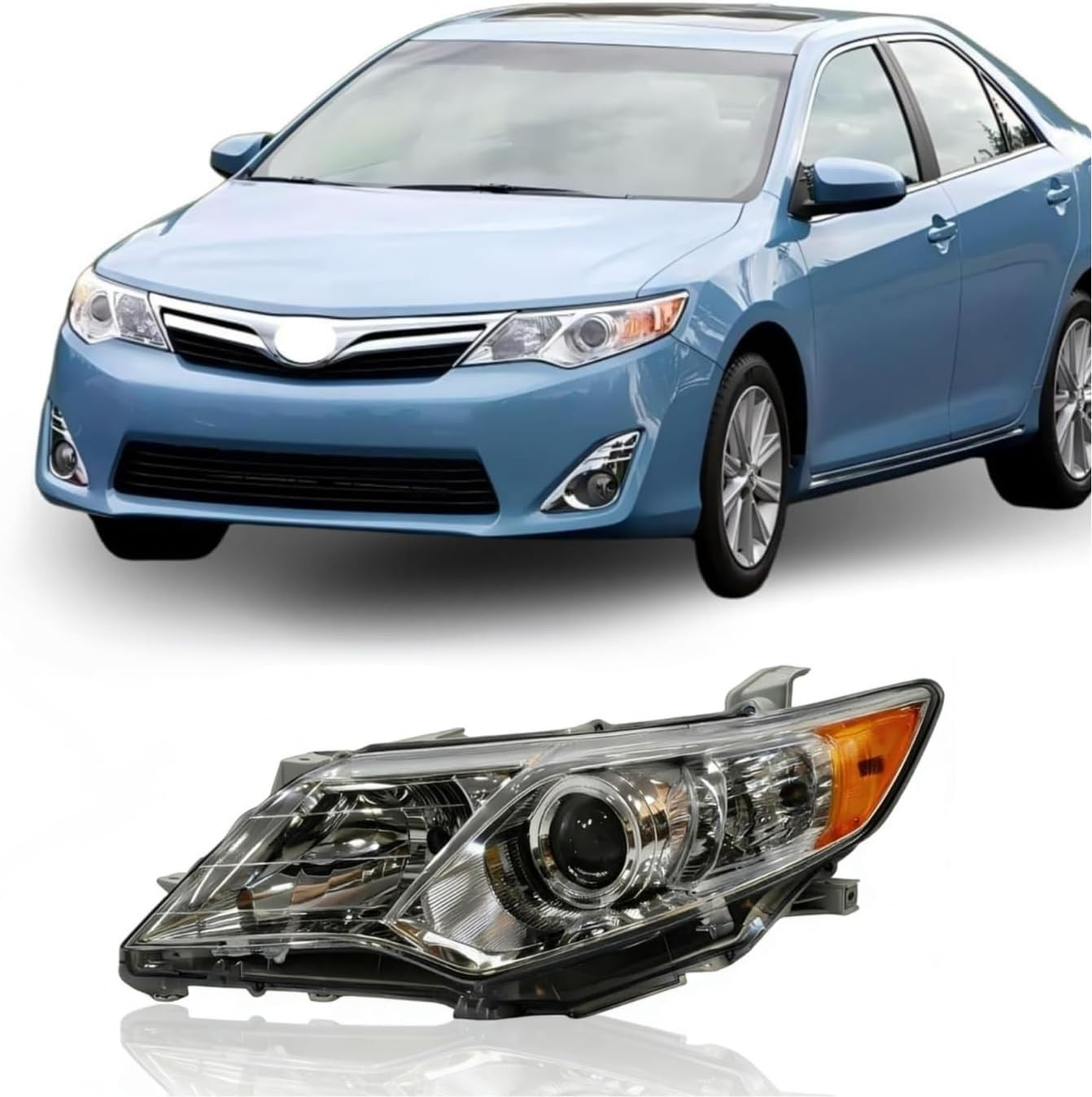 Halogen Headlight W/White Background Fit for 2012-14 for Toyota Camry LE/SE/XLE