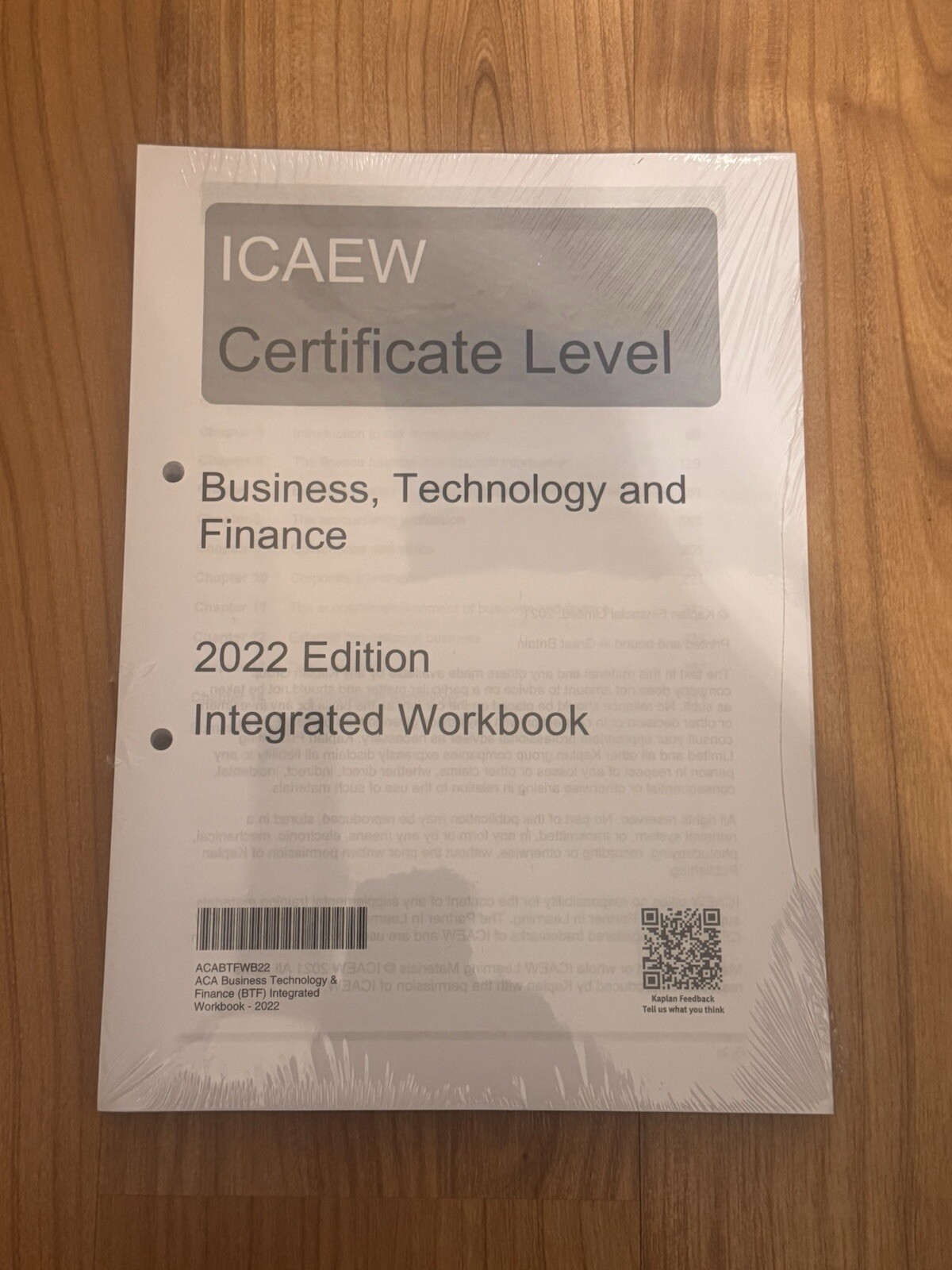 Kaplan ACA ICAEW Certificate Level Business Finance 2022 Edition