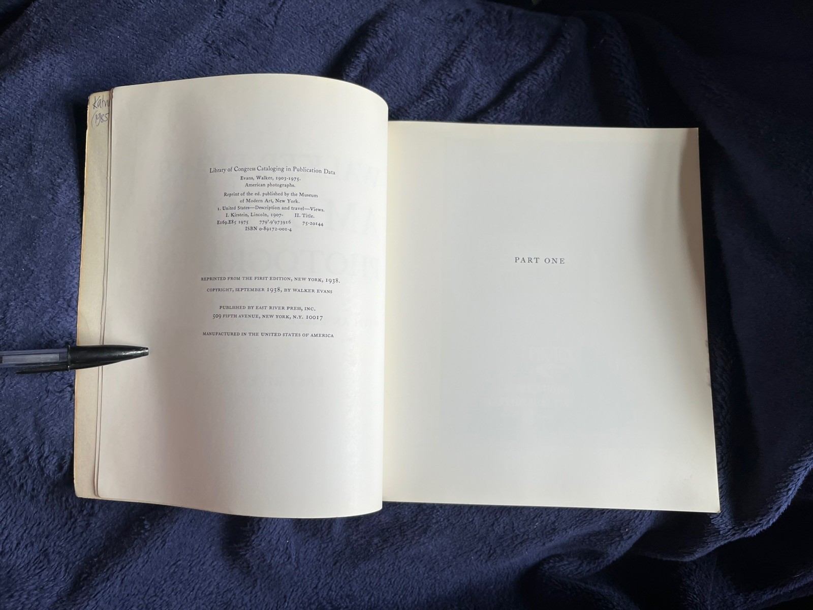 Walker Evans American Photographs 1975 Edition Lincoln Kirstein East River Press