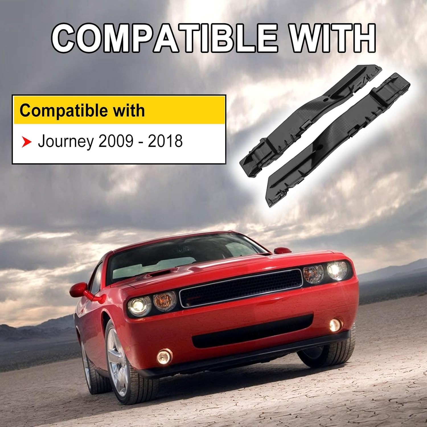 Front Bumper Left Right Bracket Set Compatible with Dodge Journey 2009-2018 Repl