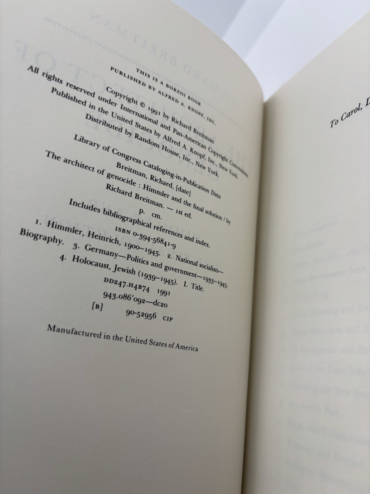 Architect of Genocide : Himmler and the Final Solution | 1991 Hardcover LikeNew