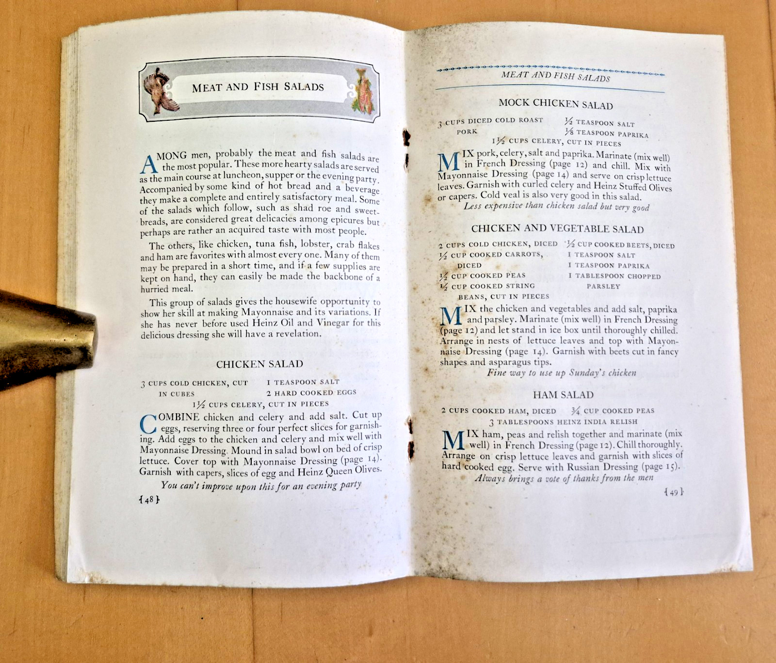 Antique 1925 Heinz Book of Salads Cookbook H.J. Heinz Cookbook Recipe Booklet
