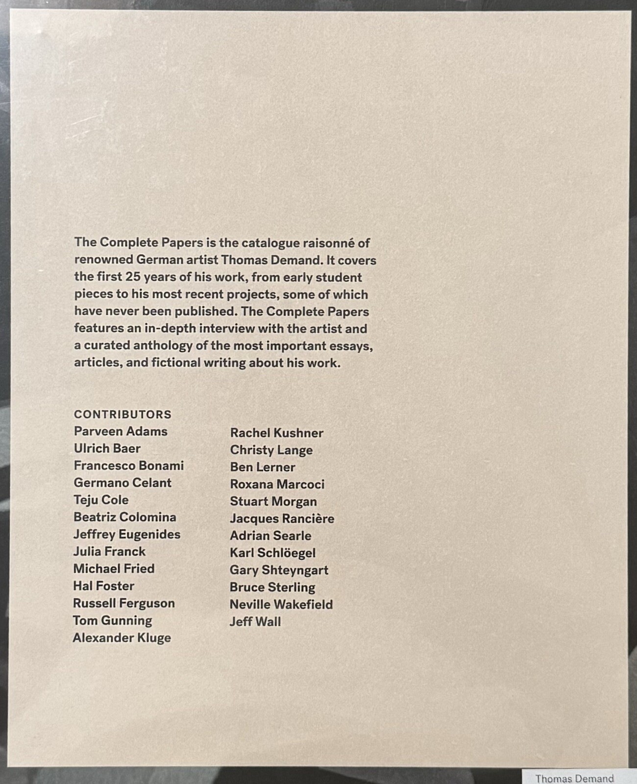 Thomas Demand: The Complete Papers, 2018; New, Sealed, 1st Ed./1st Printing