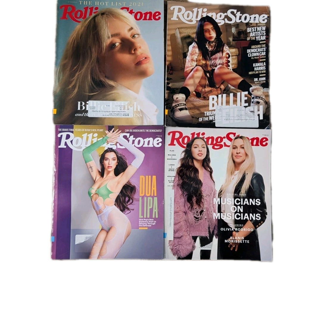 Lot Of 4 Rolling Stone Billie Eilish, Olivia Rodrigo, Dua Lipa