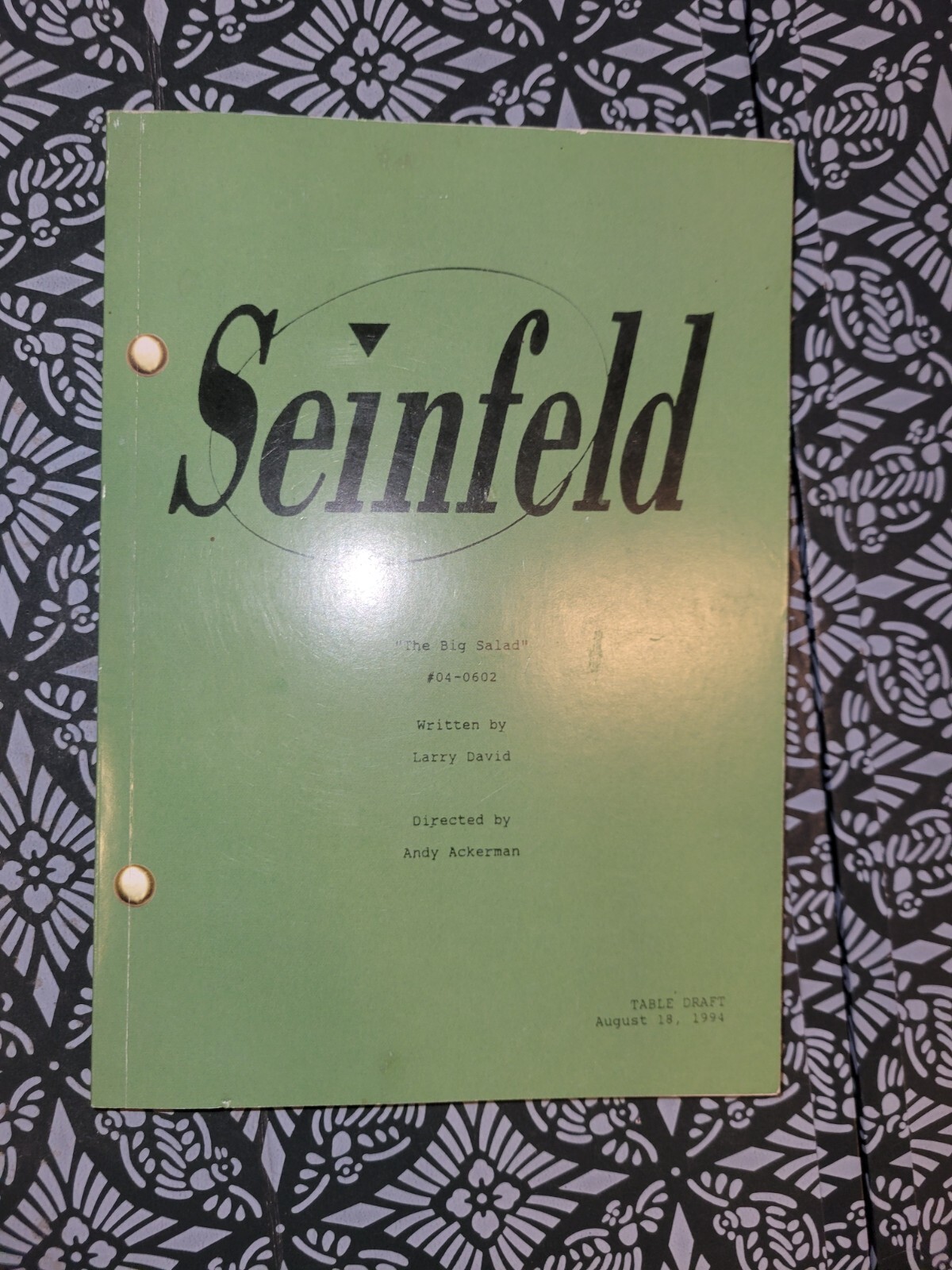Seinfeld – The Big Salad – by Larry David – Table Draft Script 1994