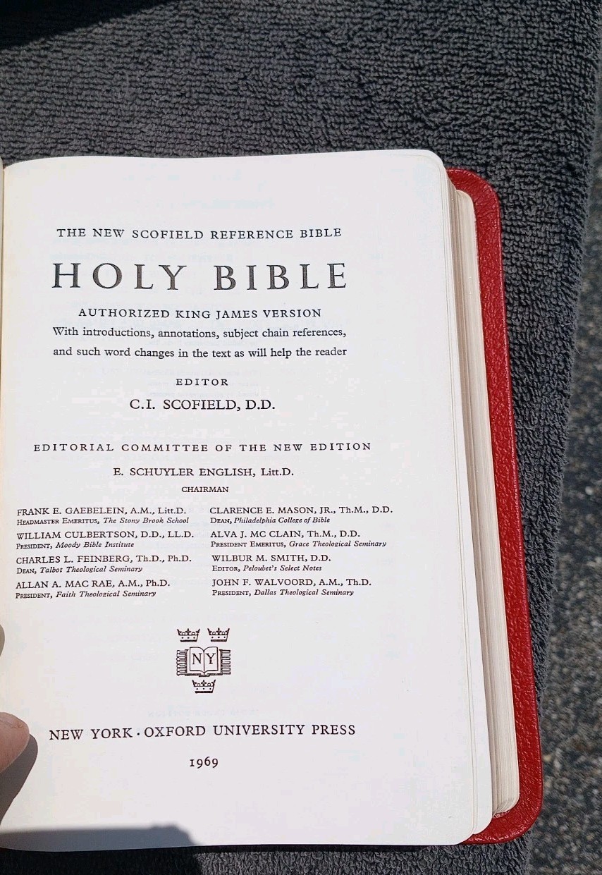 1969 NEW SCOFIELD EDITION REFERENCE Bible French Morocco Red Leather w/Box VG