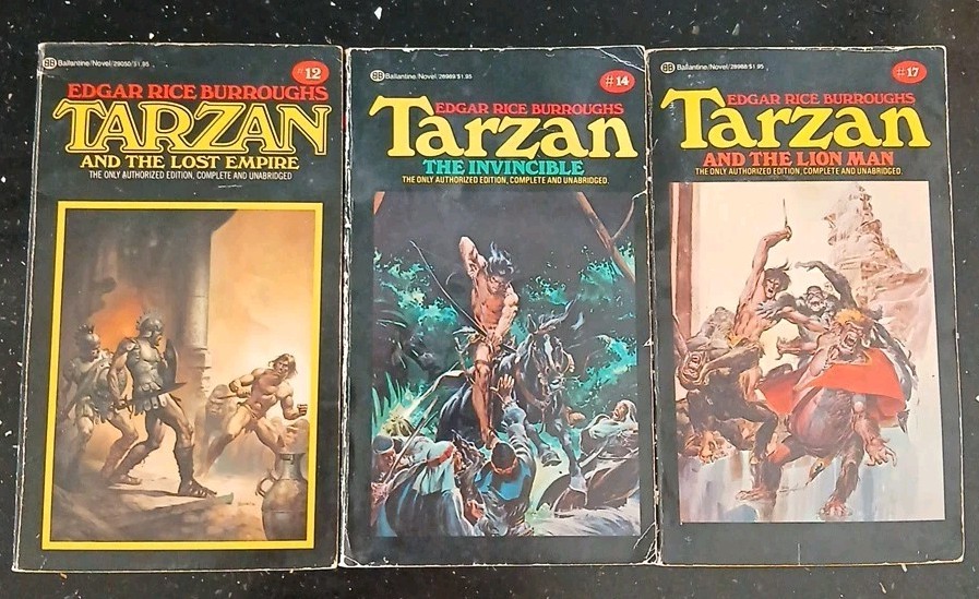 EDGAR RICE BURROUGHS – 3 TARZAN SERIES PAPERBACKS – RARE
