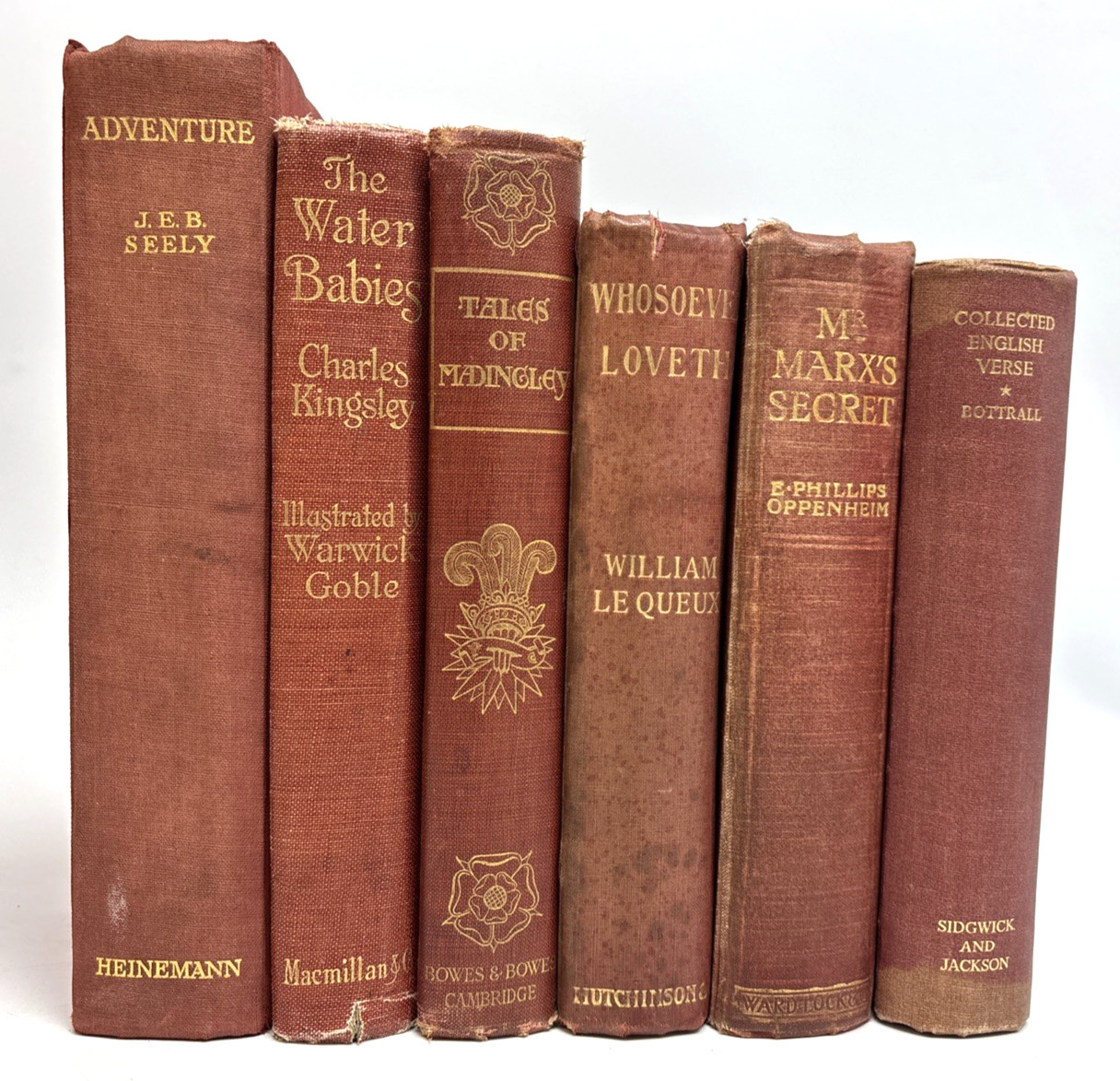 Collection of Distressed Old Books for Decoration. 23.5cm shelf space.