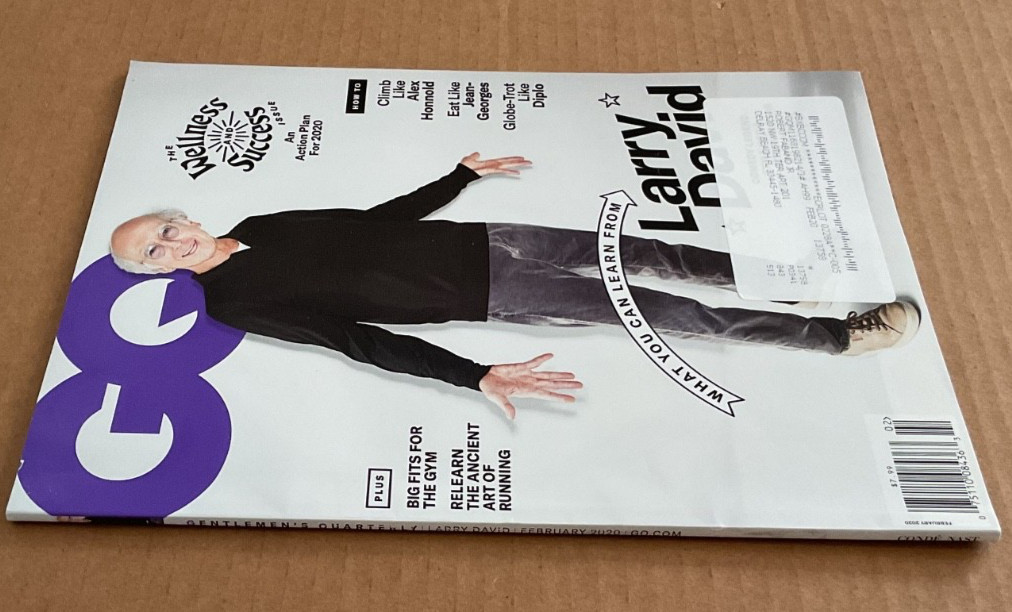 GQ Feb 2020 Larry David Cover The Wellness and Success Issue Bagged/Boarded
