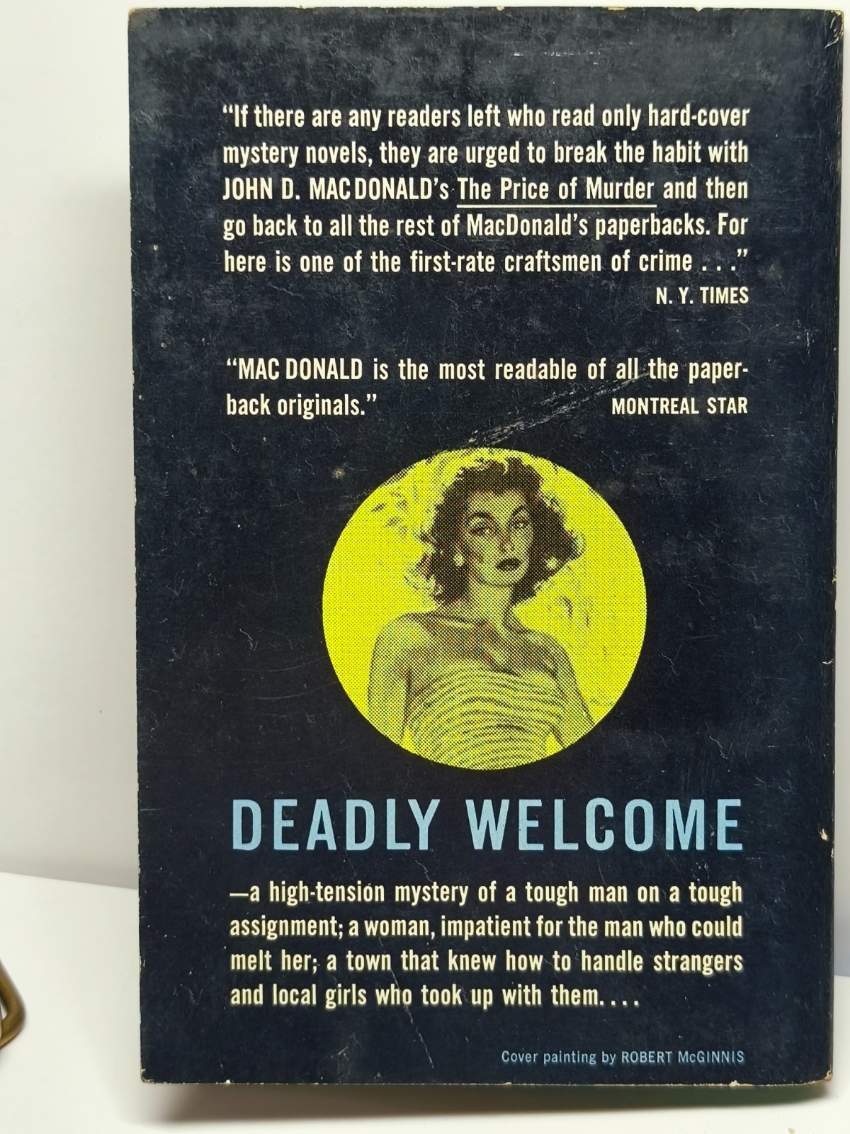 Vtg Deadly Welcome by John D. MacDonald 1958 PB / RARE 1st edition Cool Cover