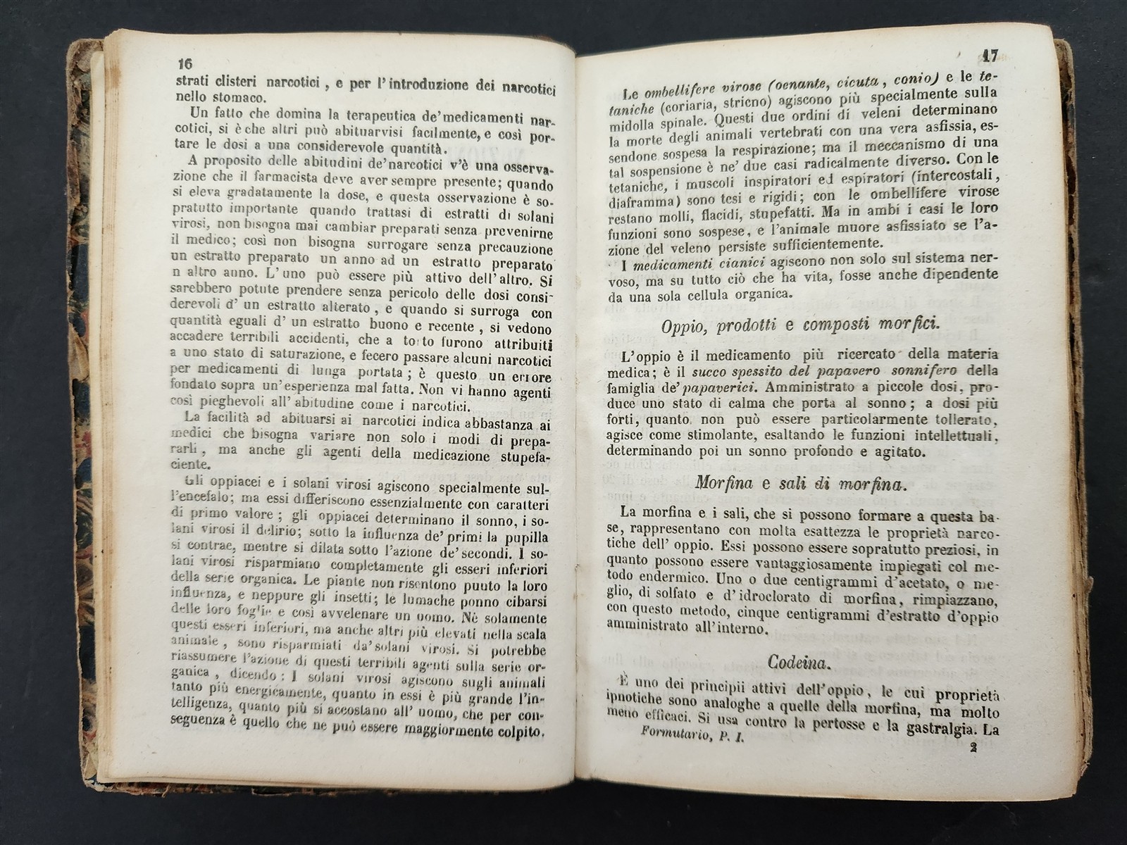 1853 antique MATERIA MEDICA & FORMOLARIO terapeutico italian medical BOOK