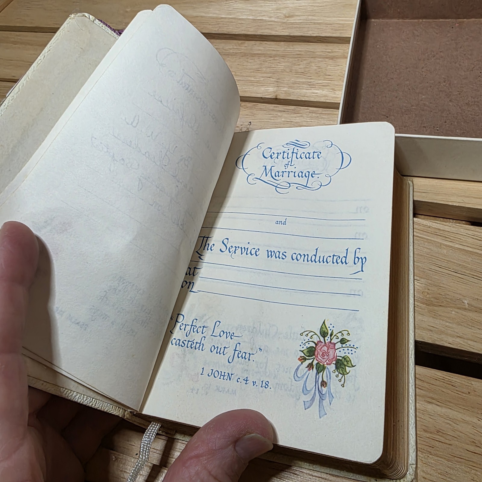 Bride’s Bible KJV Collins England 1958 White Leatheroid Gold Edges Original Box