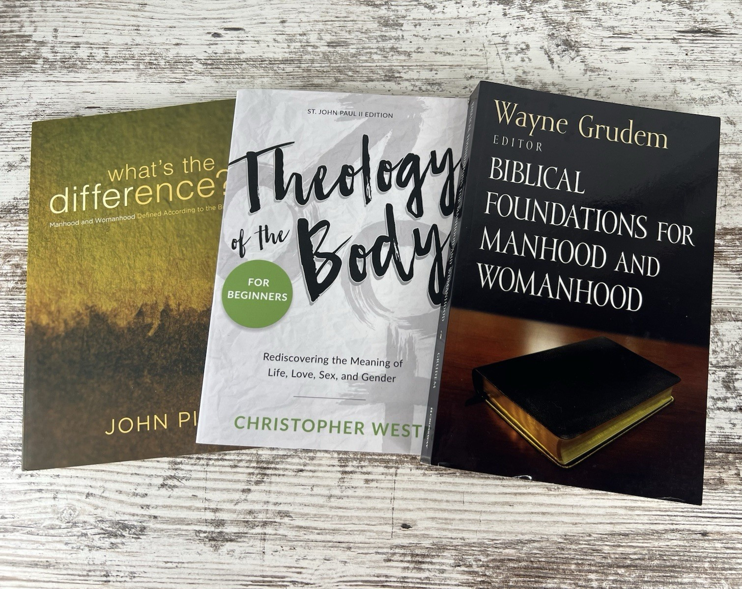 Christian Paperback Book Lot of 3: John Piper, Christopher West, Wayne Grudem