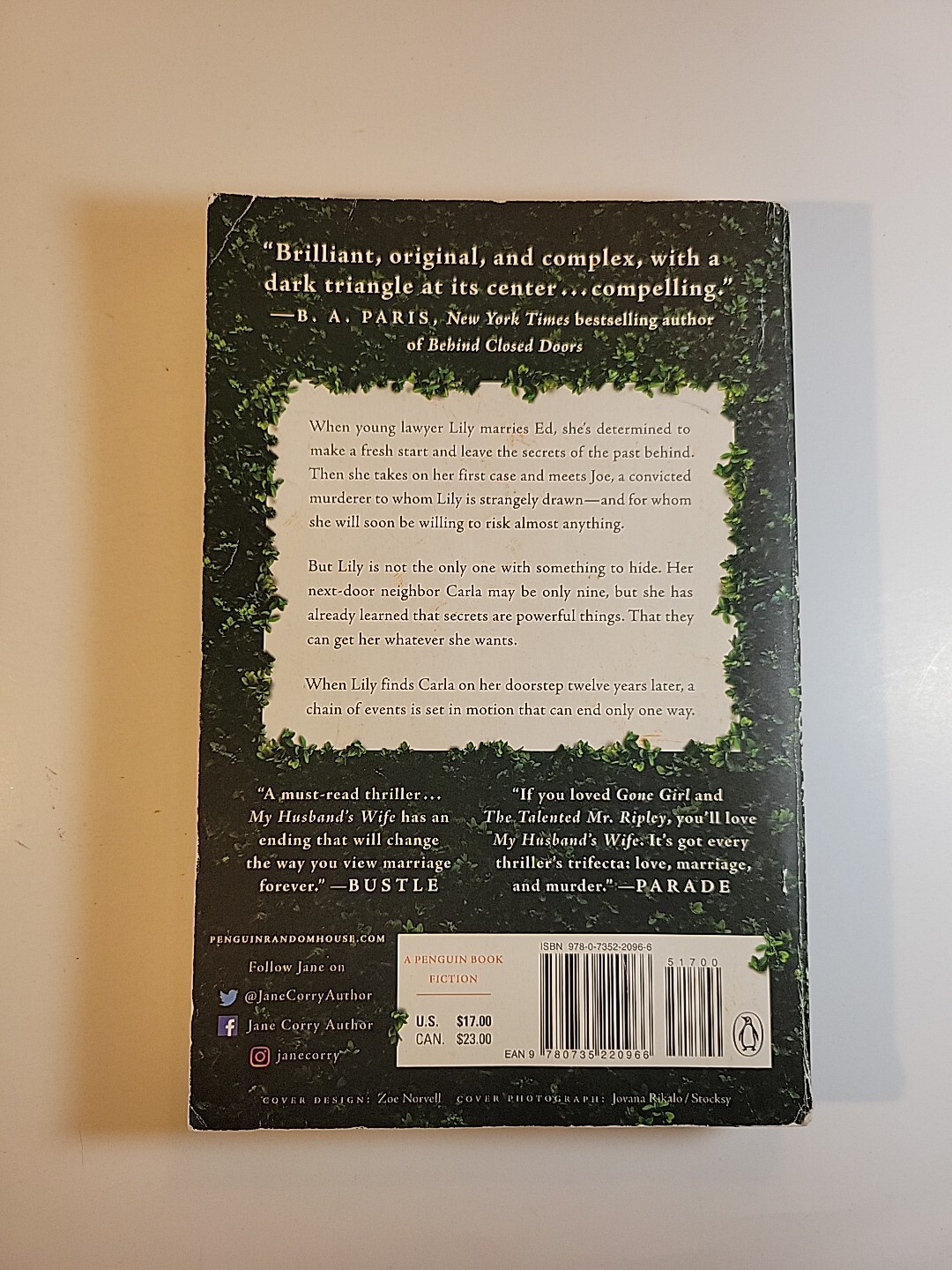 My Husband’s Wife : A Novel by Jane Corry (2017, Trade Paperback)