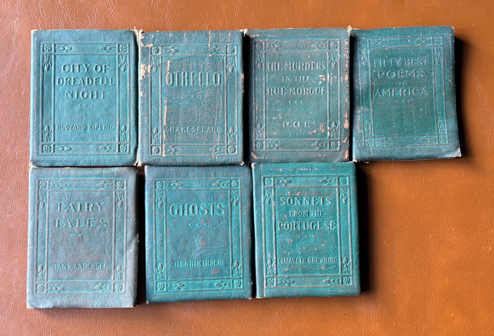 Little Leather Library Books 1920s Green Redcroft Edition 7 BOOKS | Poe, Shakesp