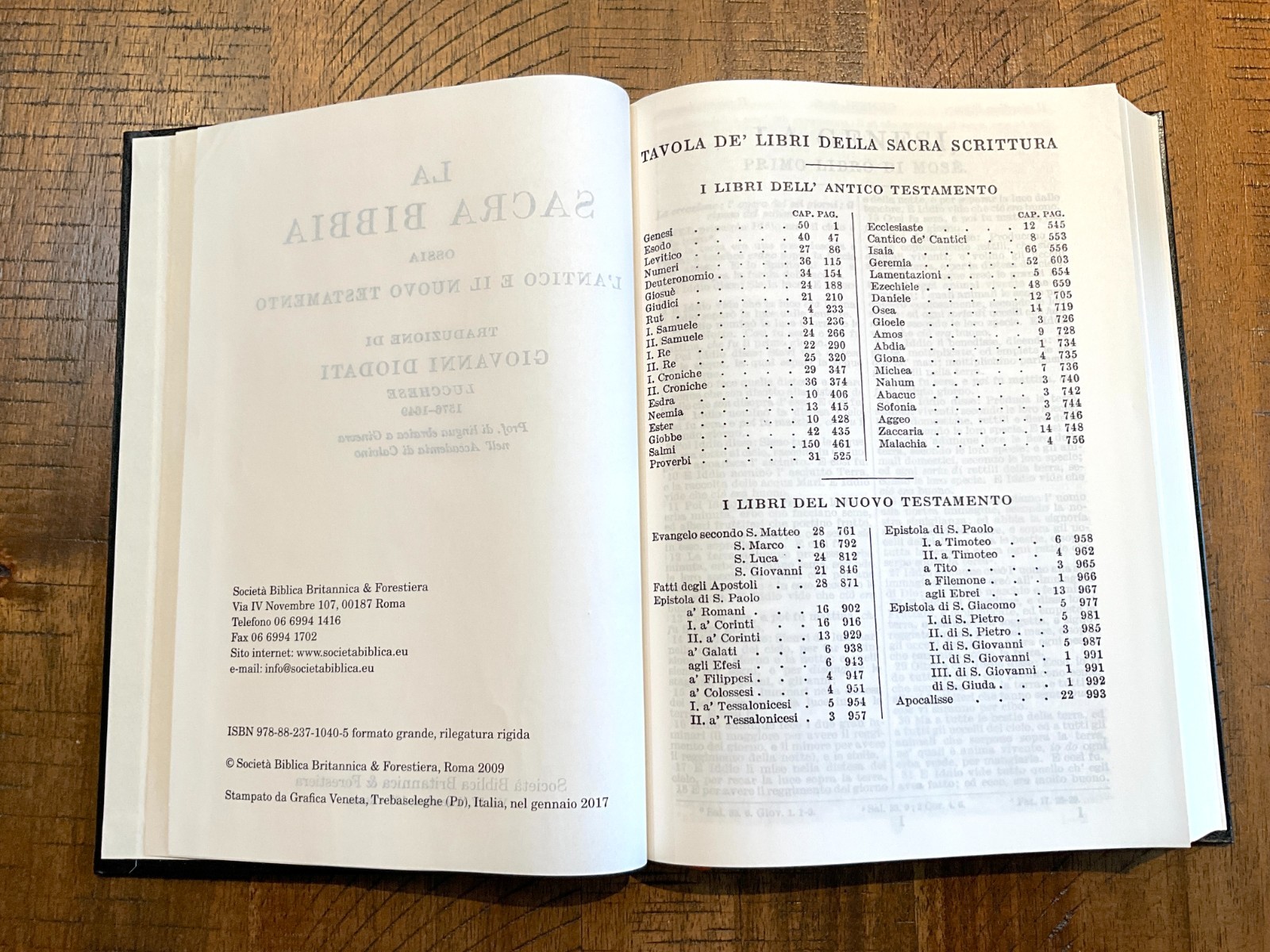 Italian Language Bible, Sacra Bibbia, Reformation-era Diodati, Hardcover