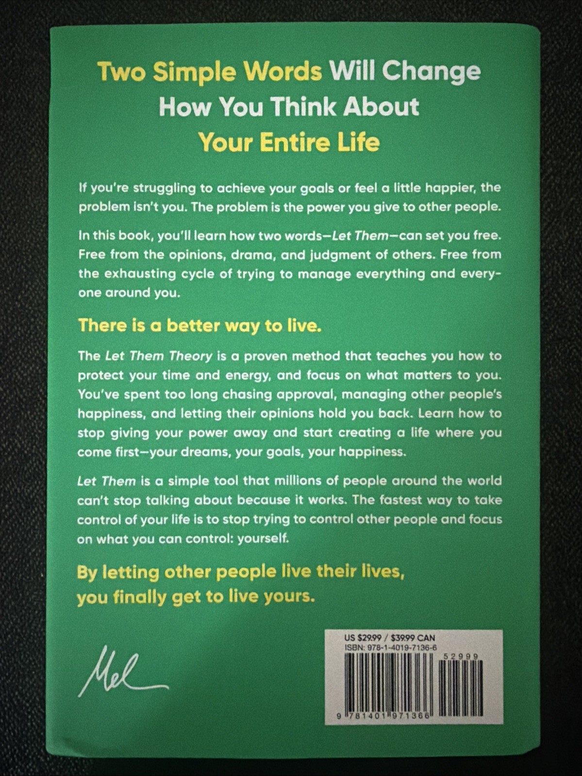 Brand New AUTOGRAPHED Mel Robbins Let Them Theory : A Life-Changing Tool