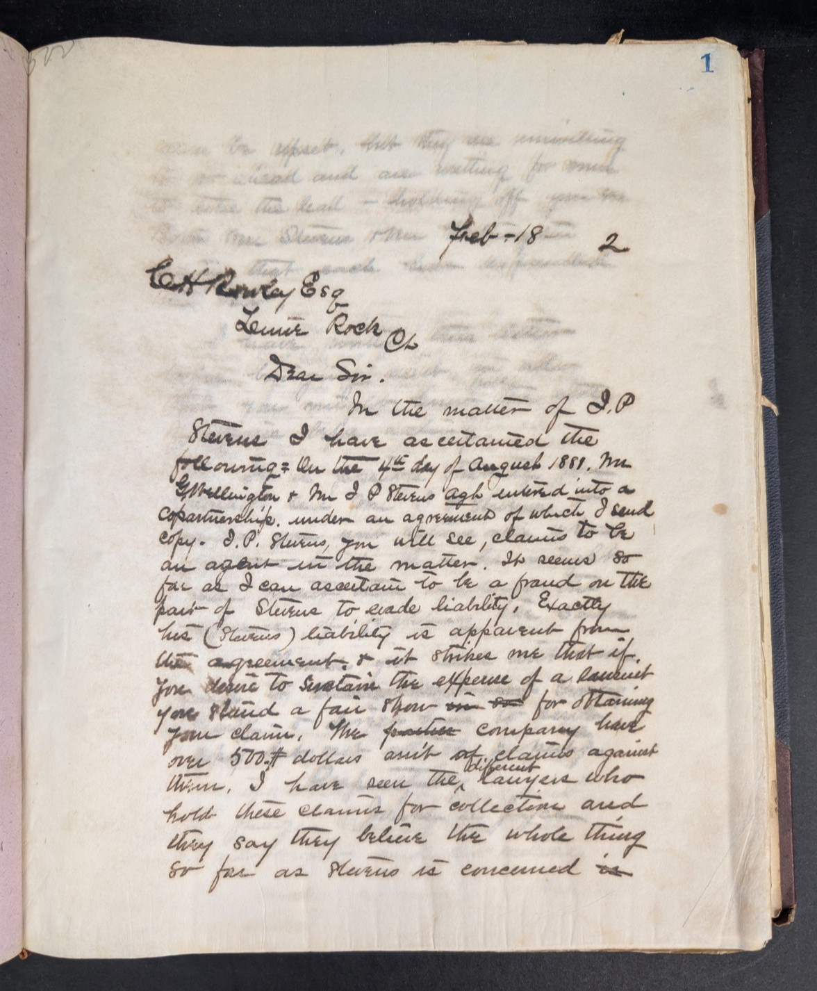 1882 – 1884 Handwritten Ledger Letters Joseph A Joyce, Insurance Law