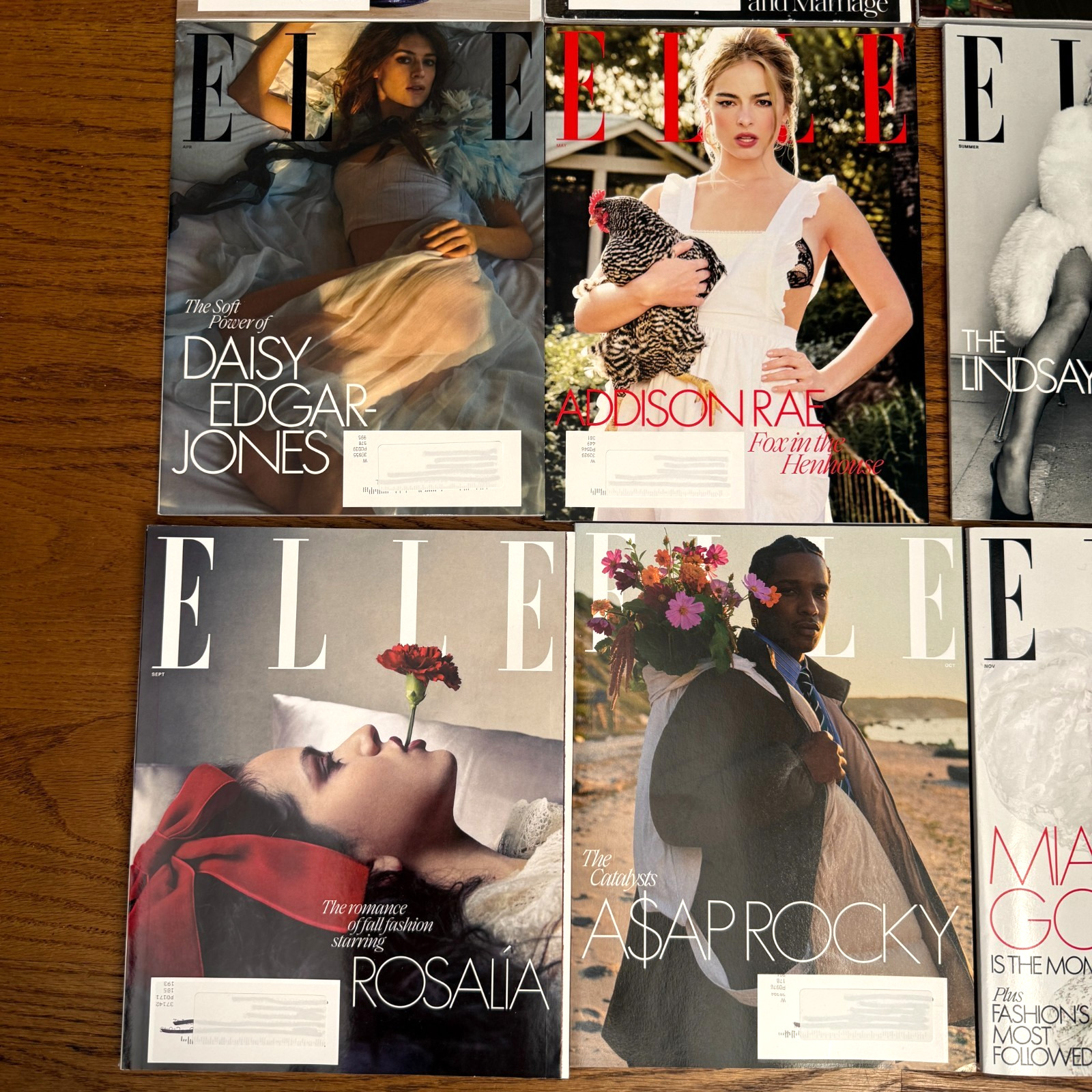 LOT OF 9 ELLE MAGAZINE 2025 COMPLETE YEAR FASHION STYLE CELEBRITY