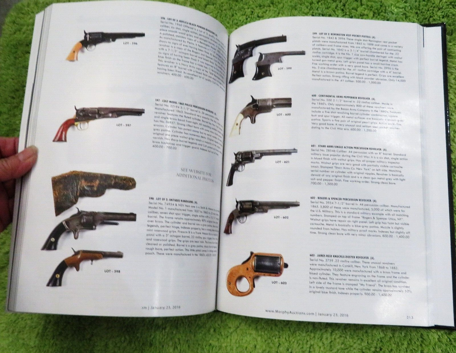 Morphy Auction HARD COVER Catalog Jan 2016 FIREARMS 328 pages Full Color