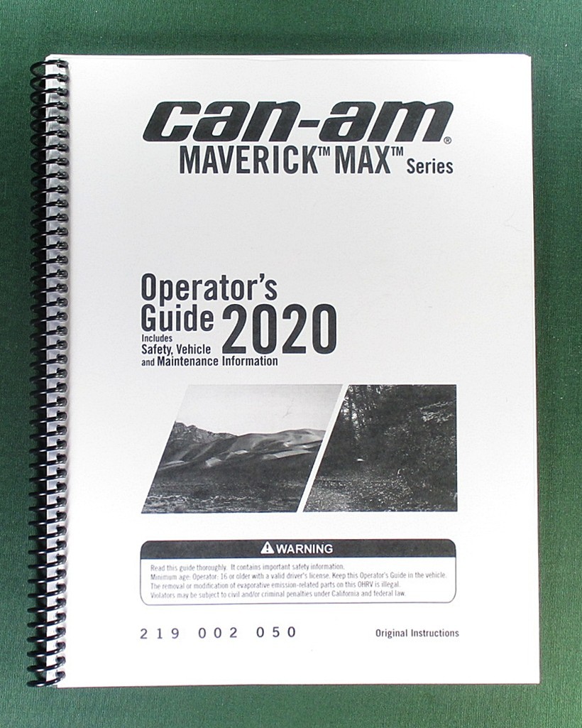 2020 Can-Am Maverick MAX X rs Turbo RR Owner’s Manual: 196 Pages & Clear Covers