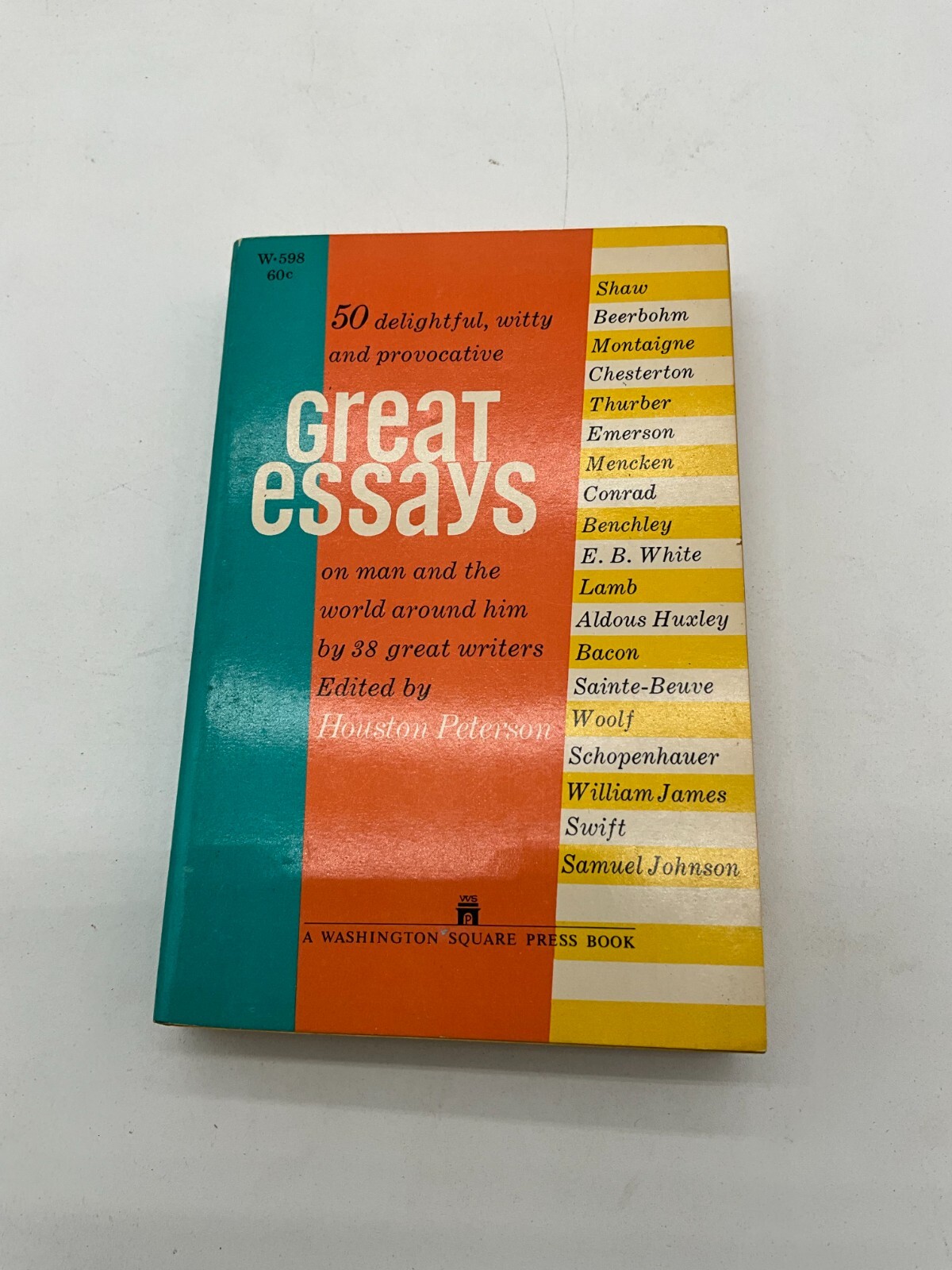 Great Essays by Houston Peterson 1954 Paperback Washington Square Press BH