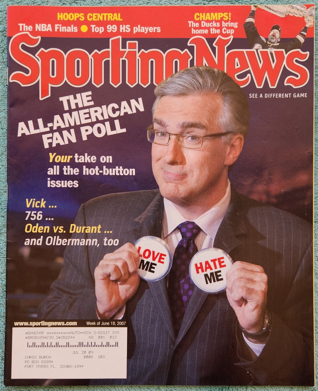 Keith Olbermann The All-American Fan Poll 2007 Sporting News Full Issue 56 Pages