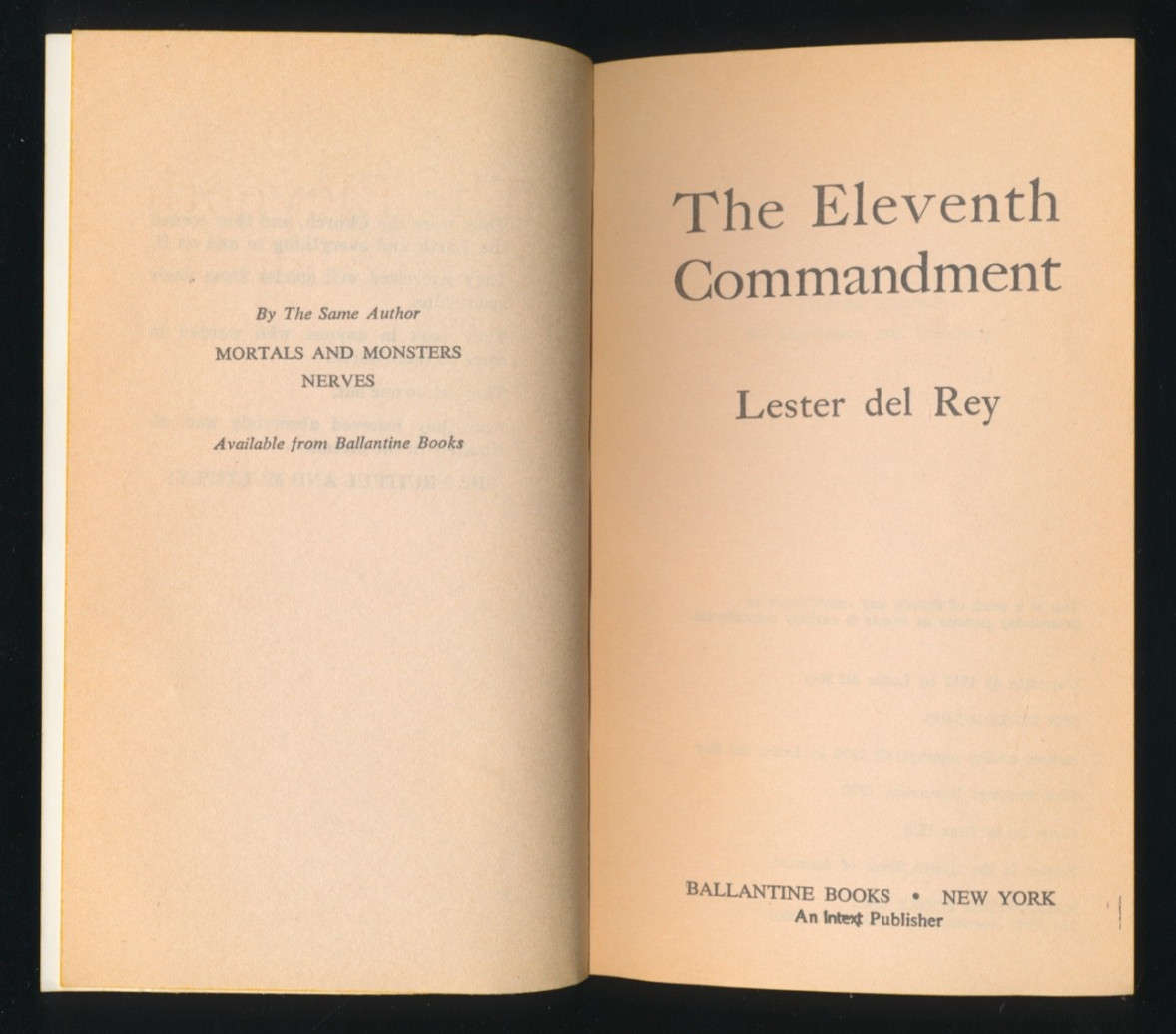 THE ELEVENTH COMMANDMENT LESTER DEL REY 1970 BALLANTINE #02068 1ST ED Paperback
