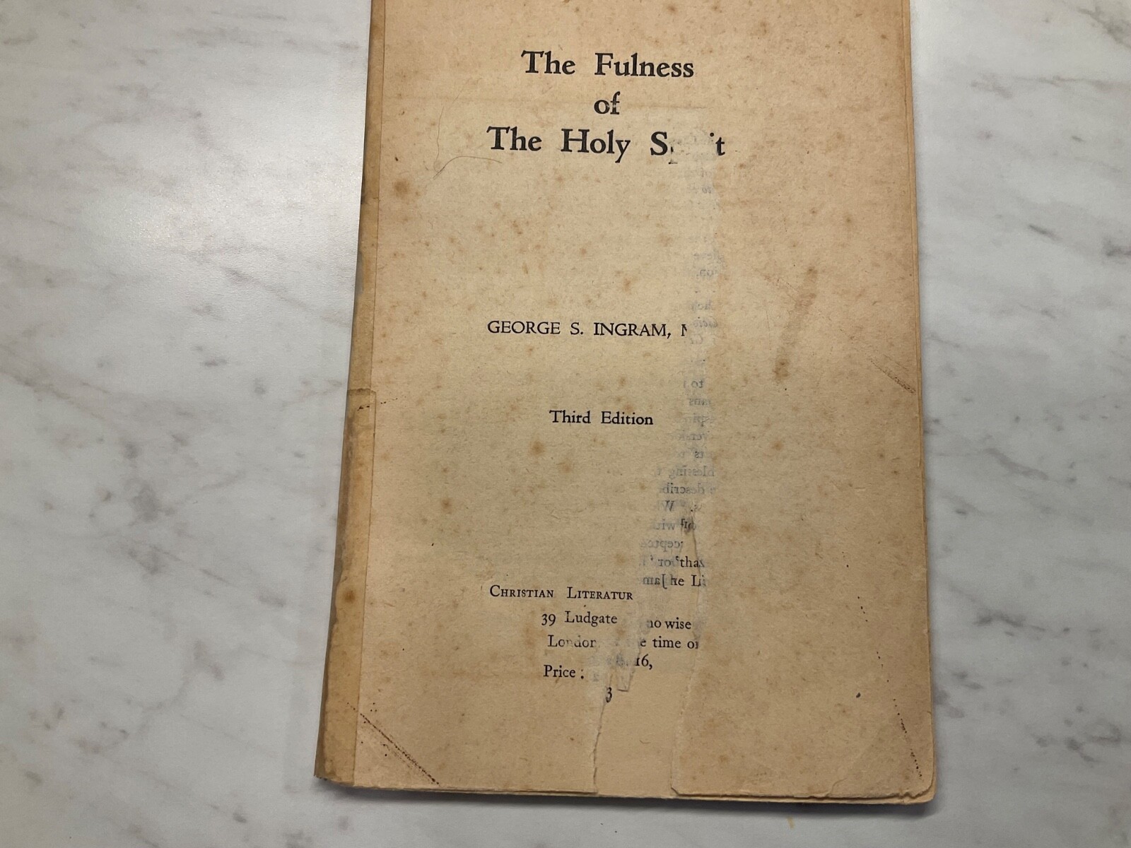 The Fulness of the Holy Spirit by George Ingram – RARE Booklet
