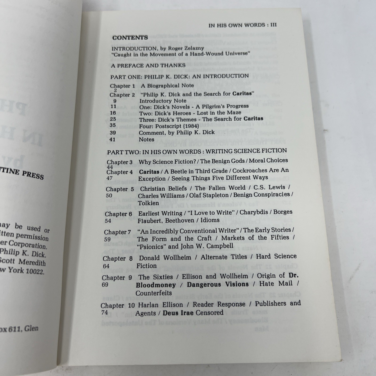 PHILIP K DICK In His Own Words Gregg Rickman 1988 Revised