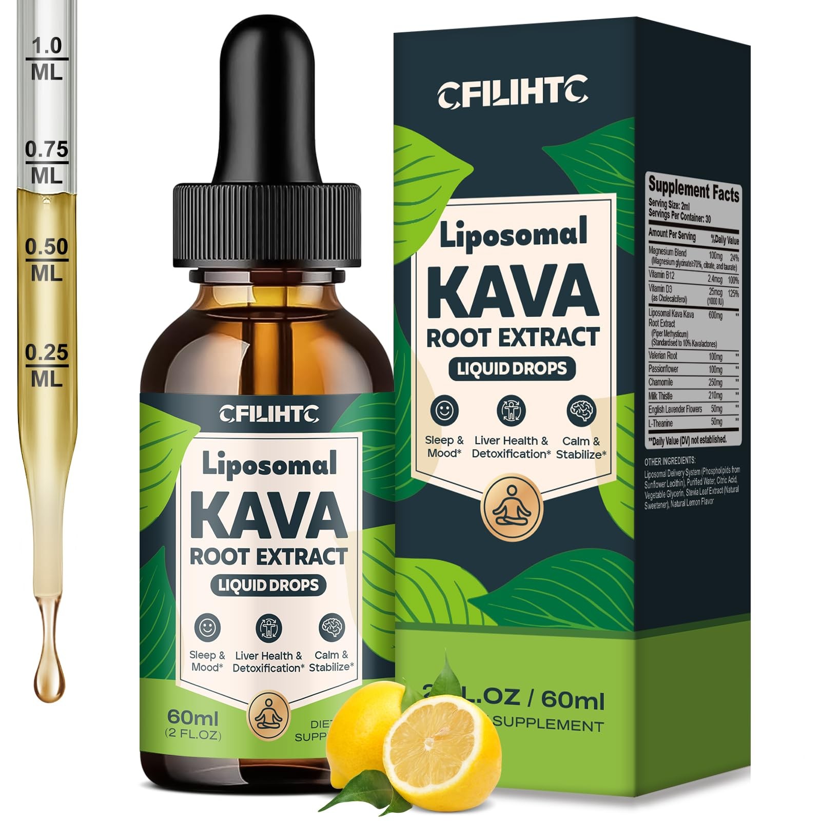 Liposomal Kava Liquid Drops Supplement – 1 Fl Oz (Pack of 1)