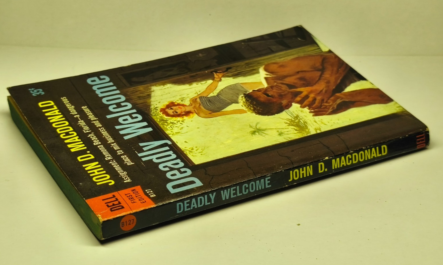 Vtg Deadly Welcome by John D. MacDonald 1958 PB / RARE 1st edition Cool Cover