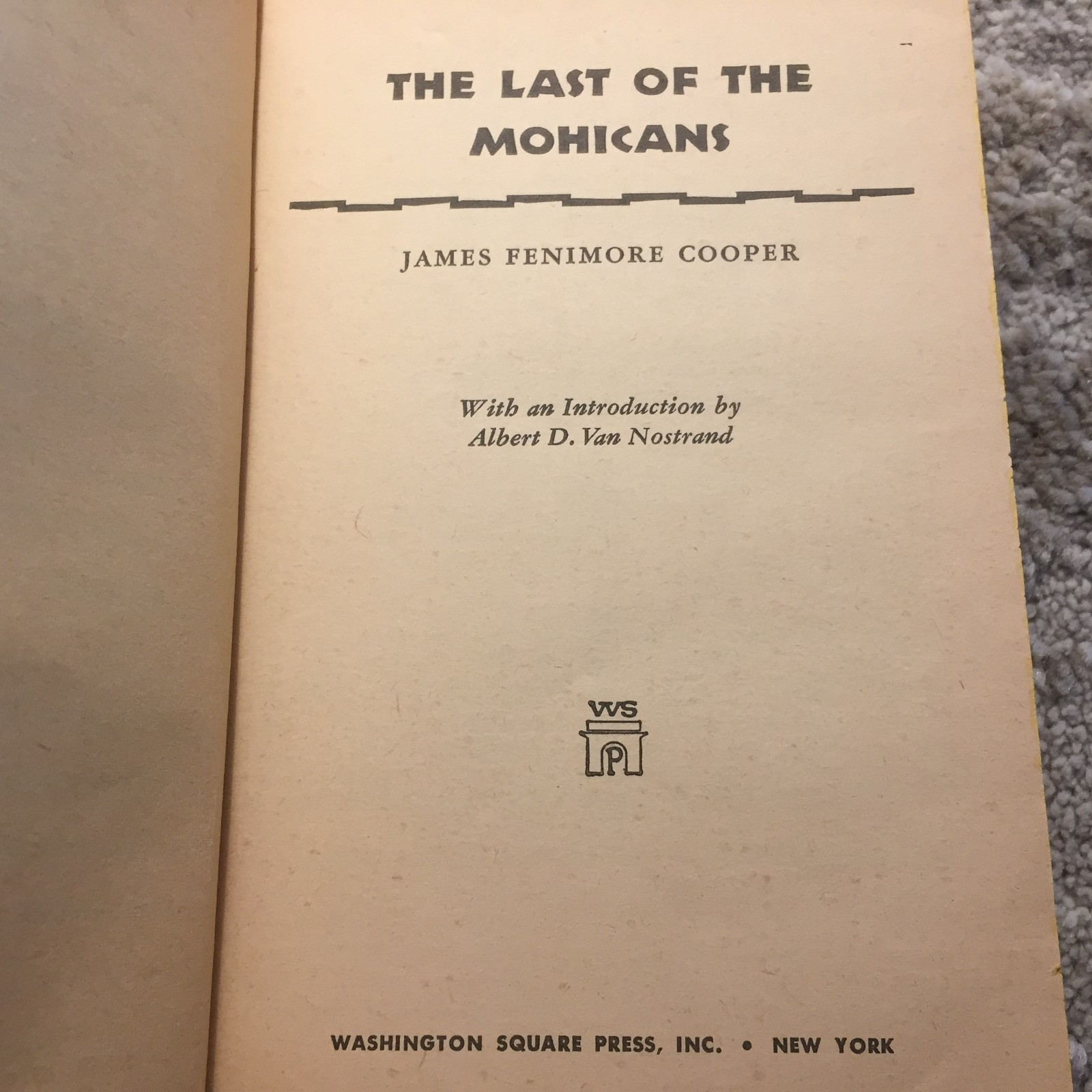 The Last Of The Mohicans James Fenimore Cooper Washington Square Press Frontier