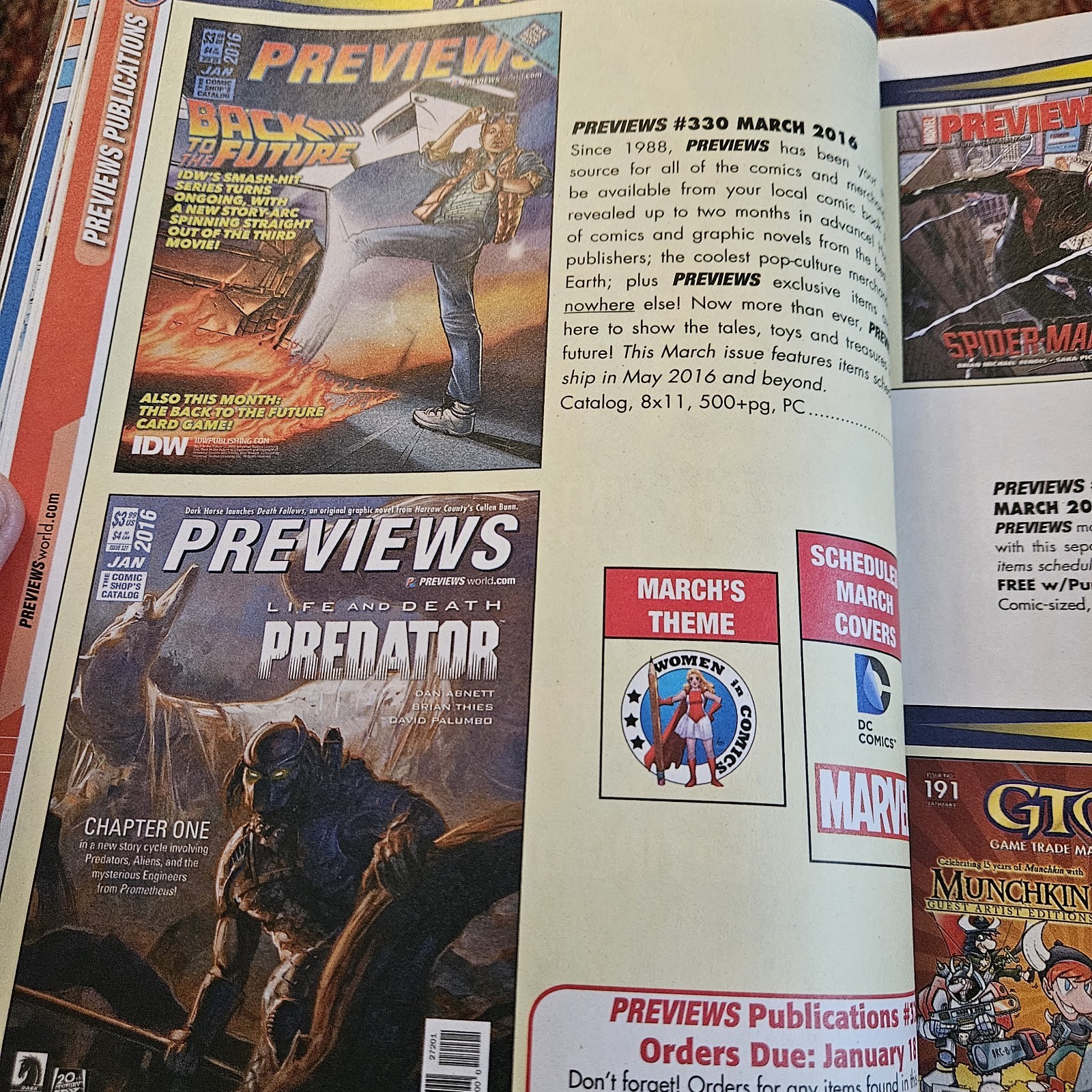 PREVIEWS THE COMIC SHOP CATALOG MAGAZINE 328 JAN 2016 MARVEL DC 600 PAGES -WB15