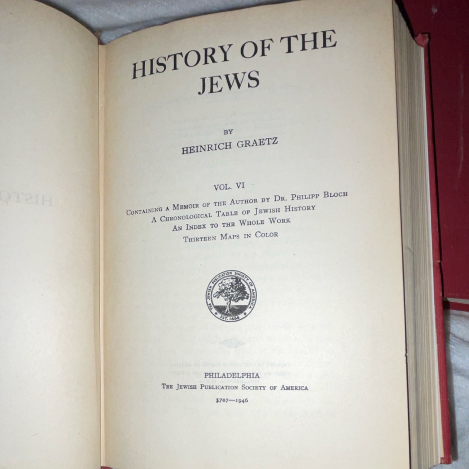 RAREGraetz History of the Jews 1948 Williamsburg Nuclear Scientist Maurice Indig