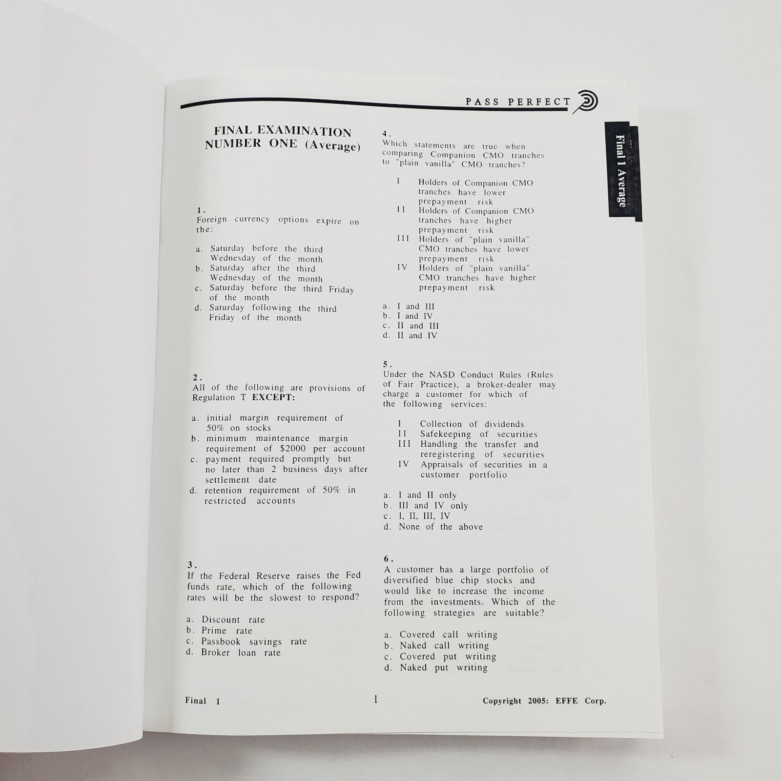 Pass Perfect Registered Representative Series 7 Study Program Final Exams 2005