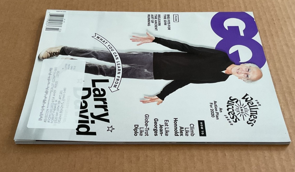 GQ Feb 2020 Larry David Cover The Wellness and Success Issue Bagged/Boarded