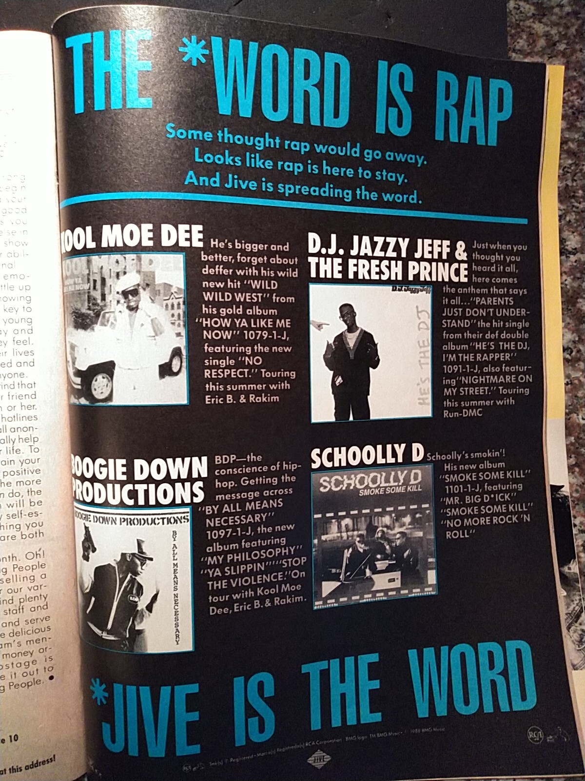 RIGHT ON ! MAGAZINE SEPT 1988 DJ JAZZY JEFF AND THE FRESH PRINCE SALT N PEPA