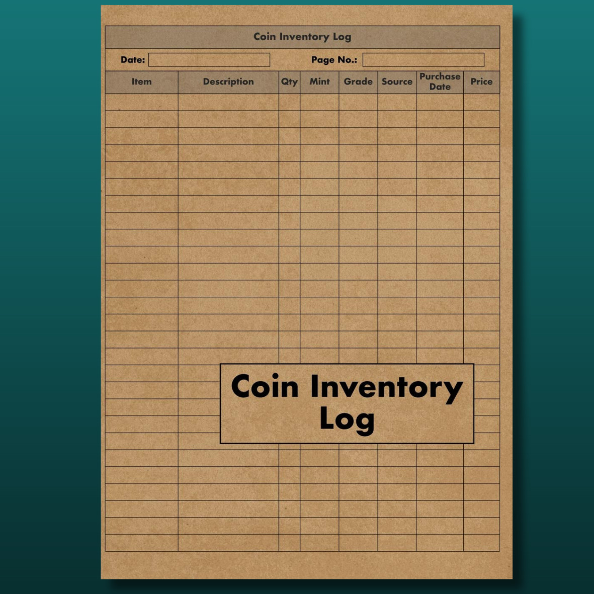 Coin Inventory Log Book: Book To Reference Collector Coins – 120 pages – Coin Co