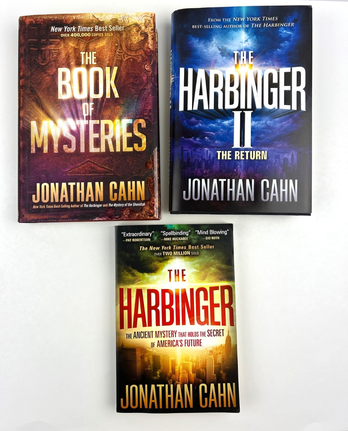 Lot of 3 Jonathan Cahn Books The Harbinger I and II and Book of Mysteries