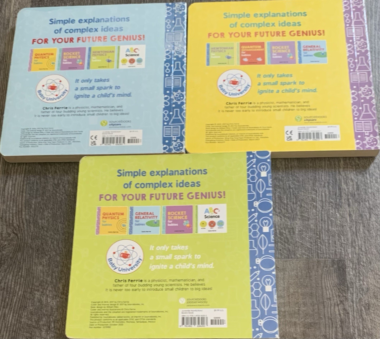 Lot Of 3: Chris Ferrie Board Books For Babies Physics & Relativity Set VERY GOOD