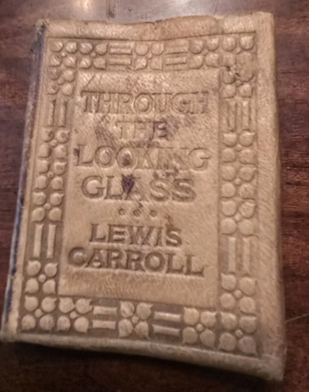 Little Leather Library THROUGH THE LOOKING GLASS by L. CARROLL Real Leather