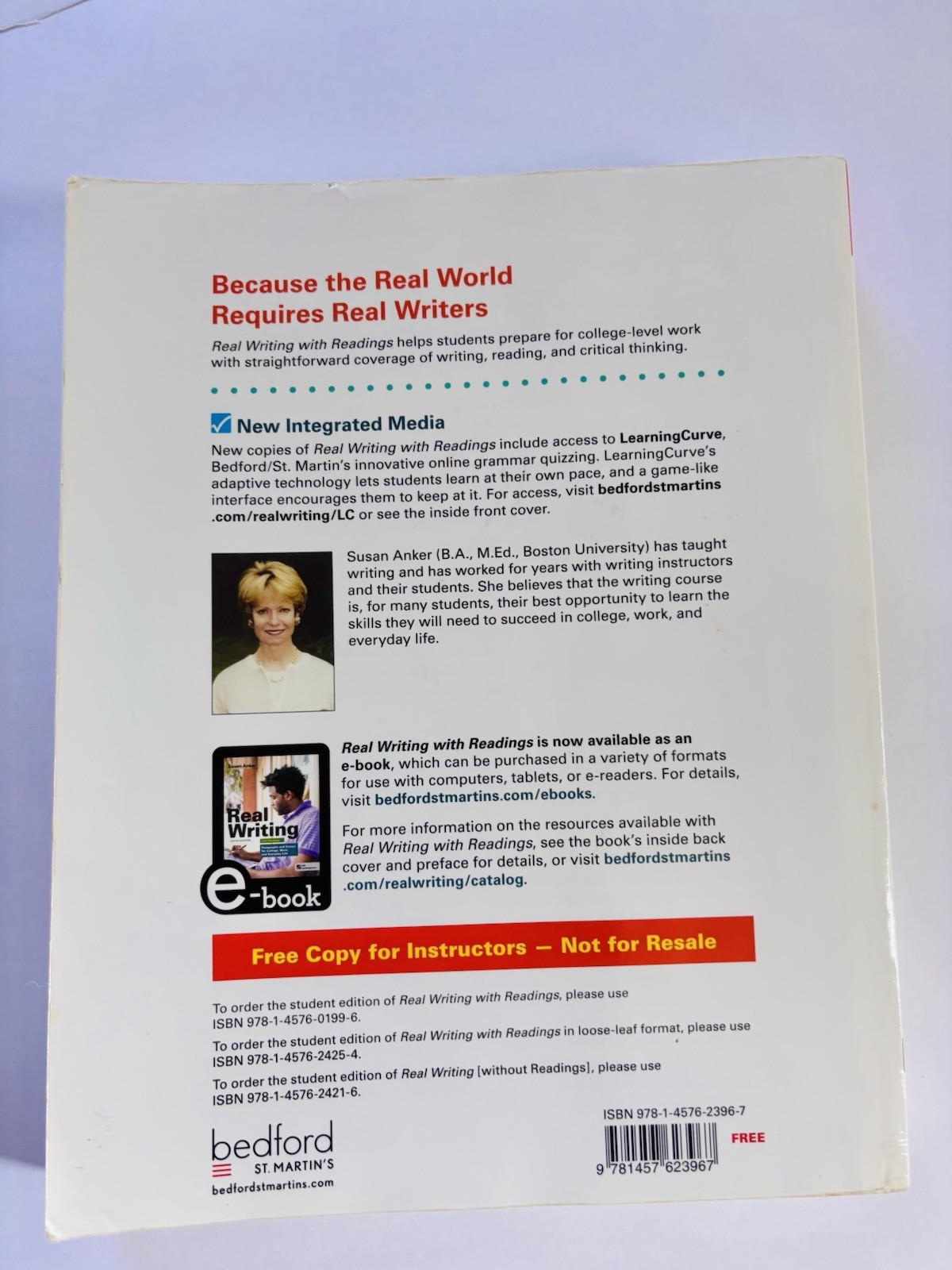 Real Writing with Readings : Paragraphs and Essays for College, 6th Edition.